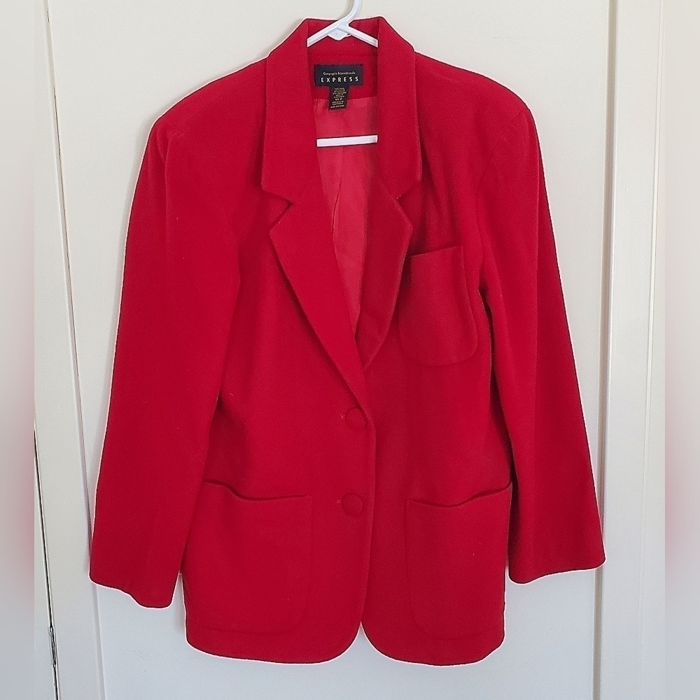 Express Vintage Red Wool Oversized Blazer